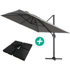 HABITAT ET JARDIN Parasol jardin déporté Alu "Sun 4 " - Rectangle - 3 x 4 m - Gris - Dalles à lester incluses