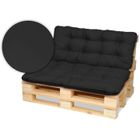 SuperKissen24 Coussin Dossier pour Palette Canapé 120x80 cm et Appui 120x50 - Intérieur-Extérieur - imperméable - Noir