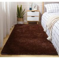 High-TAPIS - DESSOUS DE TAPIS Tapis Salon carpet chambre - Shaggy Yoga Moquette - Marron - 80 x 160 cm - Anti-dérapage Absorbant