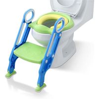 Réducteur de WC pour enfants NAIZY - Siège avec escalier pliable et hauteur réglable - Bleu et vert