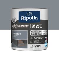 RIPOLIN Peinture pour Sol Intérieur & Extérieur  - Gris Loft Ral 7046 Satin, 0,5L