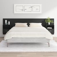 vidaXL Tête de lit avec armoires Noir Dimensions: 160 x 1,5 x 80 cm (L x l x H) Tete de lit en Bois d’ingénierie