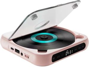 BALADEUR CD - CASSETTE rose Lecteur CD portable Bluetooth, écran LED, lec
