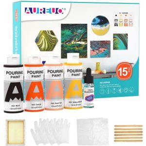 PEINTURE ACRYLIQUE AUREUO Kit de Acrylique Pouring Peinture 4 Couleur