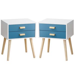Lot De 2 Table De Chevet Style Scandinave Avec 2 Tiroirs Table