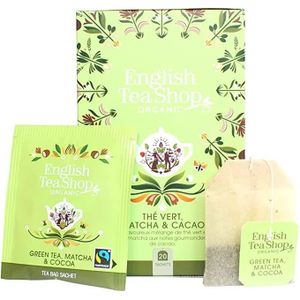 THÉ Thé vert, Matcha & Cacao Bio - English Tea Shop - Lot de 6 boîtes de 20 sachets