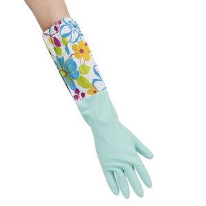 GANT MÉNAGE - VAISSELLE Fdit gants de vaisselle de cuisine Gants de vaisselle à fleurs vertes Gants de velours de port de faisceau de ménage Gants chauds