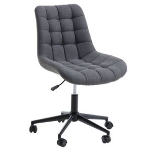 CHAISE DE BUREAU Chaise de bureau TALIA, fauteuil pivotant sans accoudoirs, siège à roulettes réglables en hauteur, revêtement en tissu gris foncé
