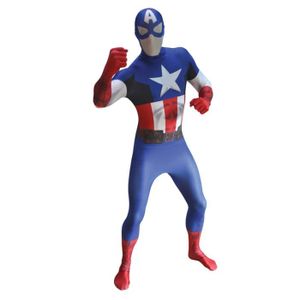 DÉGUISEMENT - PANOPLIE Déguisement Homme Captain America - MORPHSUITS - Seconde Peau - Bleu Blanc Rouge - Adulte