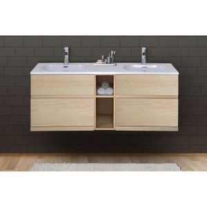 MEUBLE VASQUE - PLAN Meuble salle de bain suspendu double vasque 140 cm