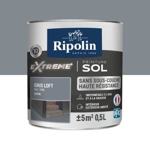 PEINTURE - VERNIS RIPOLIN Peinture pour Sol Intérieur & Extérieur  - Gris Loft Ral 7046 Satin, 0,5L