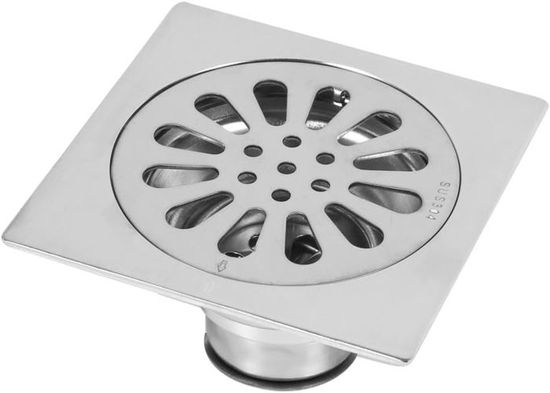 Siphon De Sol Acier Inoxydable 100x100mm - Drain De Plancher Anti-Odeur Pour Salle De Bain/Douche - Carré