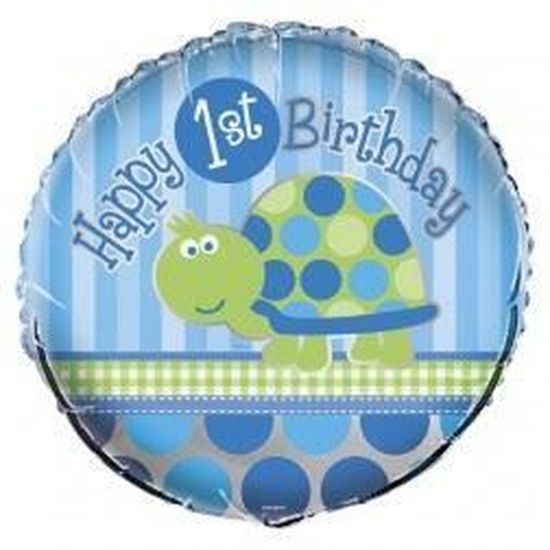 Ballon Aluminium Tortue 1er Anniversaire Garcon Happy 1st Birthday 46cm Cdiscount Maison
