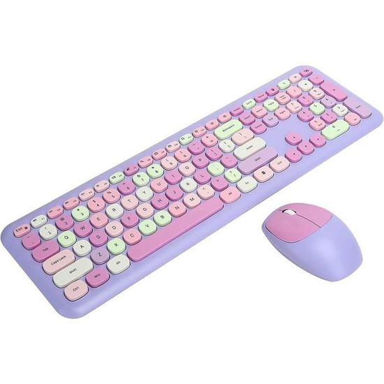 TMISHION Combo Clavier Et Souris Sans Fil 2 2.4G Clavier Sans Fil Souris Combo 78 Touches Retro