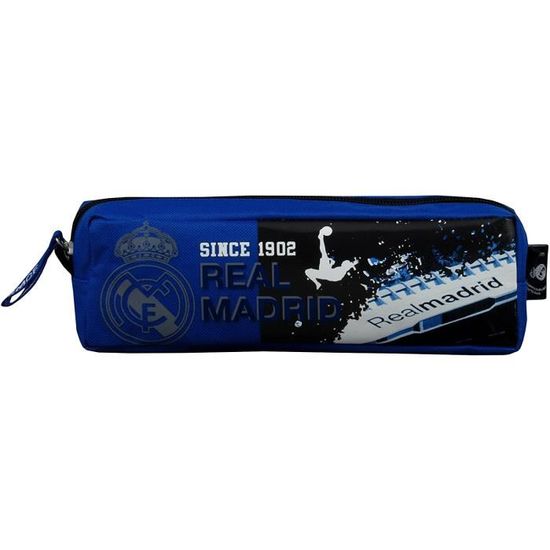 Trousse Scolaire Real Madrid Officielle - Collection Licenciée, Polyester, Dimensions 7 X 22 X 7 Cm