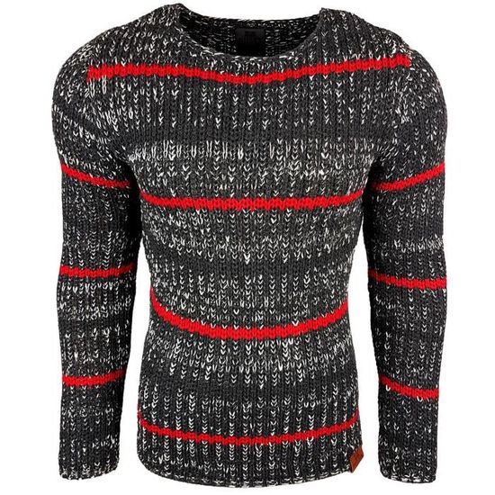 Pull Homme à Capuche Tricot Grosse Maille Fermeture Éclair - Sweat Oversize Chaud Et Confortable BX277