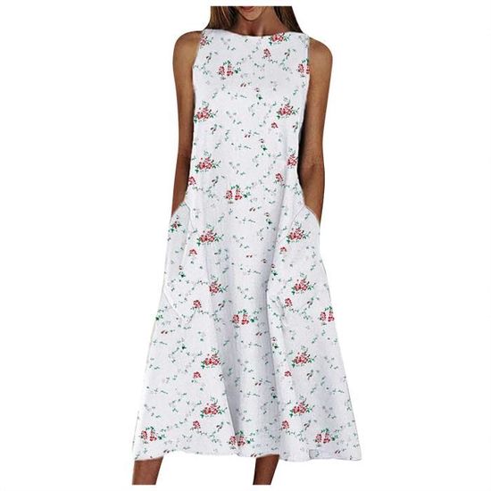 Robe longue imprimée vintage avec poche à revers