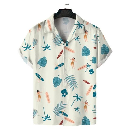 Chemise hawaïenne - 8861 Leaves Green - Homme - Manches courtes - Motif