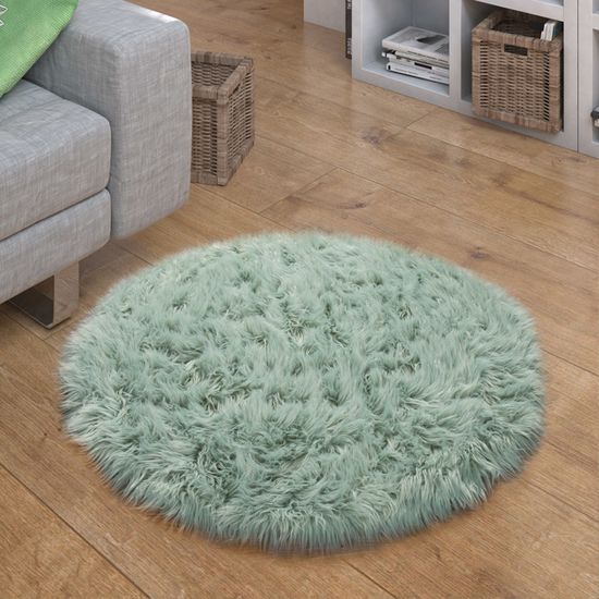 Tapis Rond Imitation Fourrure De Lapin - 90 Cm De Diamètre, Doux Et Moelleux, Antidérapant, Lavable, Jaune Moutarde