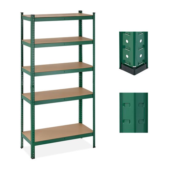 Étagère Métallique 5 Niveaux 175kg - Rayonnage Garage Robuste 180x110x30cm Vert, Montage Sans Vis
