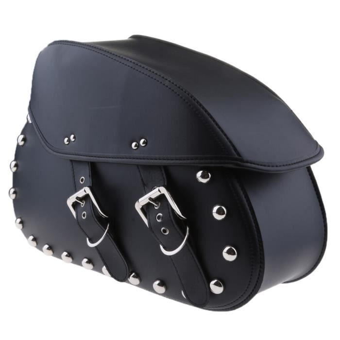Cuoio Leather Saddle Bags Oches De Selle En Cuir Droite Et Gauche Pour Harley Davidson Softail 2018-2024, Fat Bob, Low Rider S, Street BOB, Slim, Low Rider - Fermeture Magnétique Innovante (Points