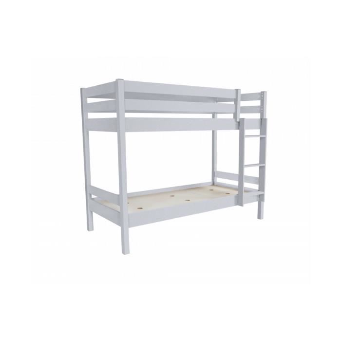 Lit superposé ABC avec échelle droite bois - Couleur - Gris Aluminium