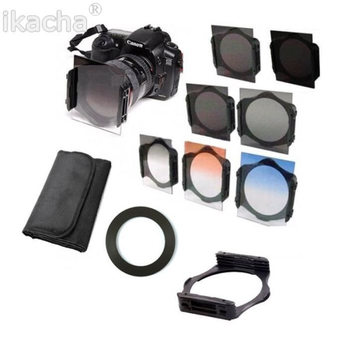 Accessoires objectifs,anneau adaptateur + support + filtre ND2 ND4 ND8 + gradué gris bleu Orange filtre pour caméra - Type 72mm