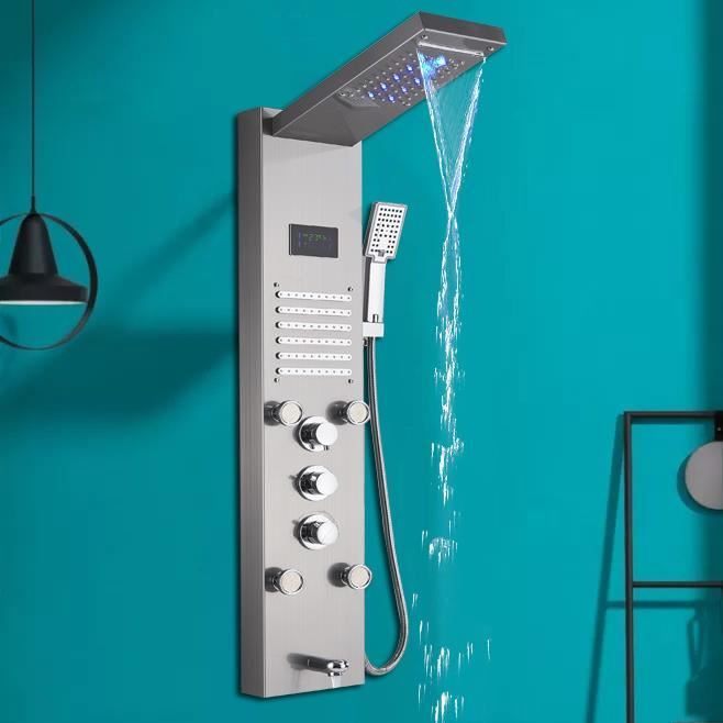LED Colonne de Douche Hydromassage Avec écran LCD Affichage,Nickel Brossé