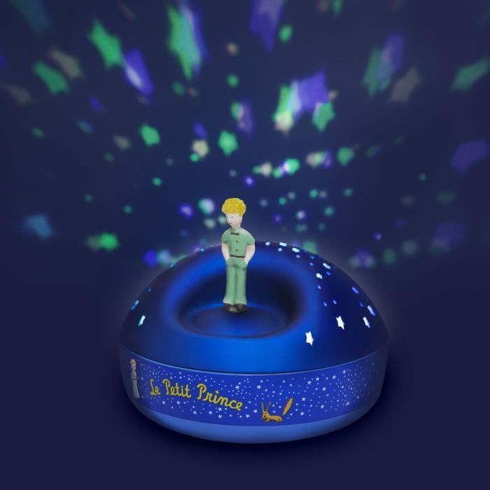 LE PETIT PRINCE-Veilleuse Boite à musique avec projections lumineuse Ø12cm Bleu Trousselier