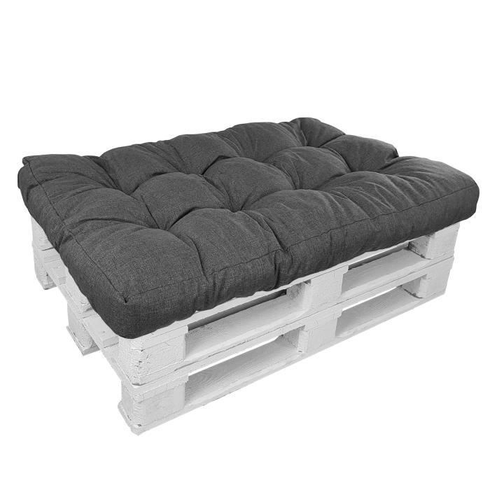 Coussin d'assise 120x80x15cm ANTHRACITE pour Canape Euro Palette ''Premium'' - Résistants Aux Éclaboussures d'eau Et Aux Rayons UV