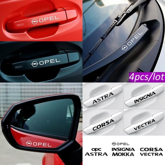 WHITE For Mokka -Autocollants pour poignée de porte de voiture, 4 pièces, en pvc, pour Opel Astra H G J Insignia Mokka Zafira Corsa