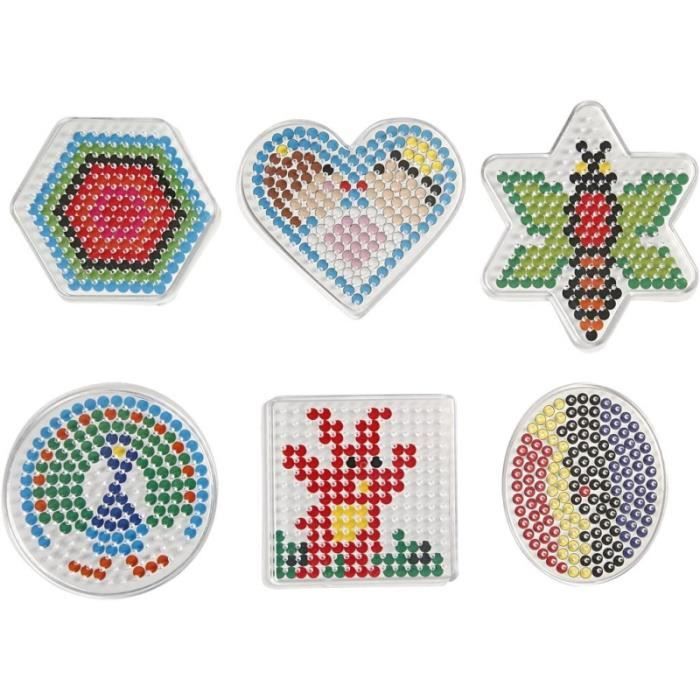 Assortiment de plaques colorées pour perles à repasser Midi - 6 designs - 7 à 10,5 cm - 6 pcs