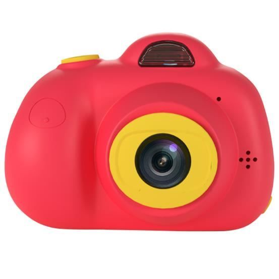Appareil Photo Numérique pour Enfant Antichoc, 2 Pouces Écran IPS, Objectif Avant et Arrière, Bon Cadeau pour Enfant, Rouge