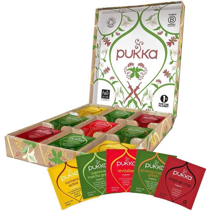 Pukka Coffret Vitalité, Idée cadeau, Sélection de Thés et d'Infusions Biologiques et Ayurvédiques Issus du Commerce Equitable, 100%