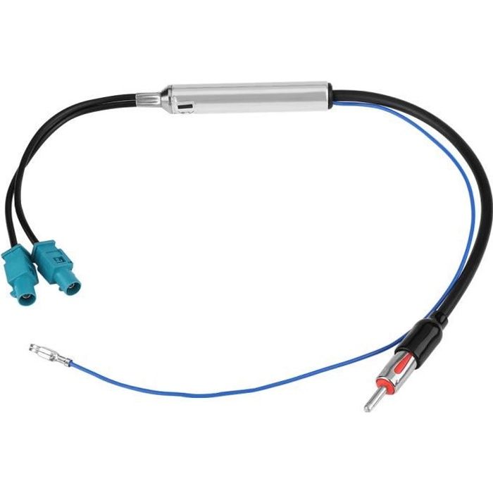 Drfeify antenne stéréo de voiture Adaptateur d'antenne d'antenne stéréo d'autoradio double câble Fakra vers mâle Din pour Audi