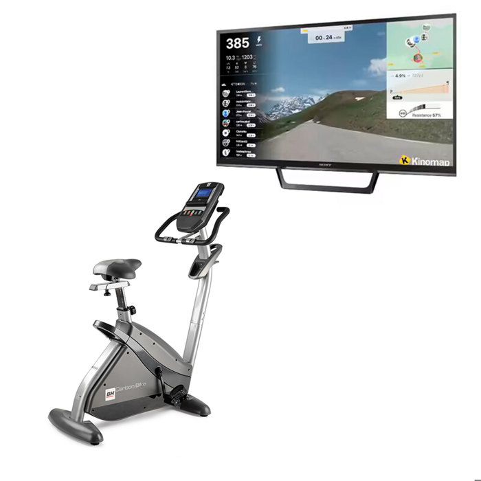 BH Fitness vélo d'appartement i.CARBON BIKE DUAL H8705LW - Roue d'inertie de 14 Kg - Programme Steady Watt - 19 programmes