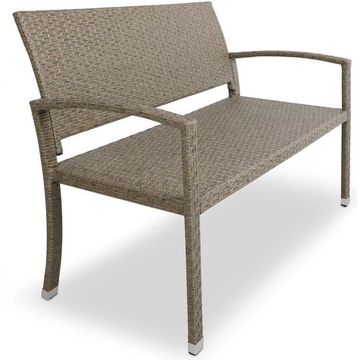 Deuba - Banc de Jardin • en polyrotin • Crème • résistant aux UV et aux intempéries - Mobilier, Meuble, siège, terrasse, Balcon
