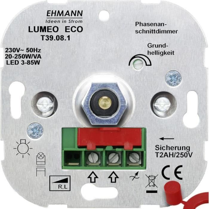 Variateur encastré Adapté pour: Lampe à économie d'énergie, Lampe LED, Lampe halogène, Ampoule électrique