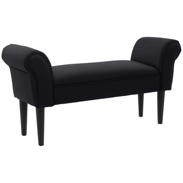 Banc banquette design contemporain accoudoirs courbés grand confort 102L x 31l x 51H cm noir neuf 35BK