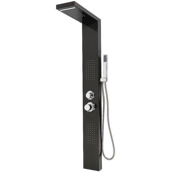 JEOBEST® Multimode Colonne de Douche Noir Système de Douche Murale en Acier Inox