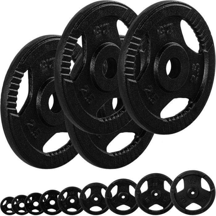 MOVIT® Poids en fonte grip - Lot 4x2,5 kg - diamètre d'alésage 31 mm – noir