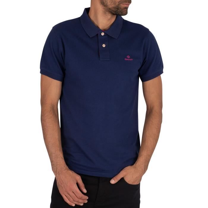 Gant Pour des hommes Polo en piqué de rugger à col contrasté, Bleu