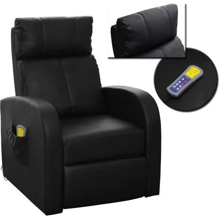 Fauteuil de massage électrique avec télécommande Chaises Fauteuil relax Fauteuil Relaxation Massage Noir