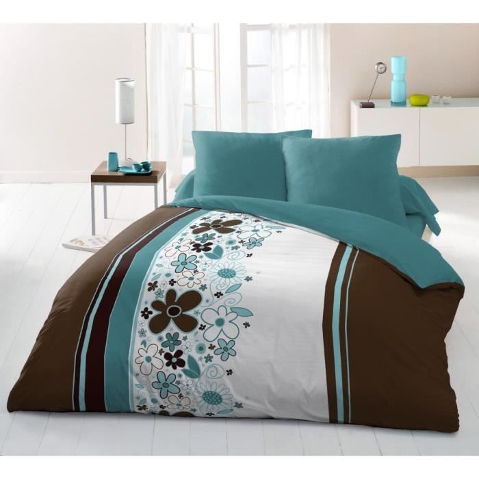 Parure de couette Microfibre CELADON 220x240cm Choco Turquoise