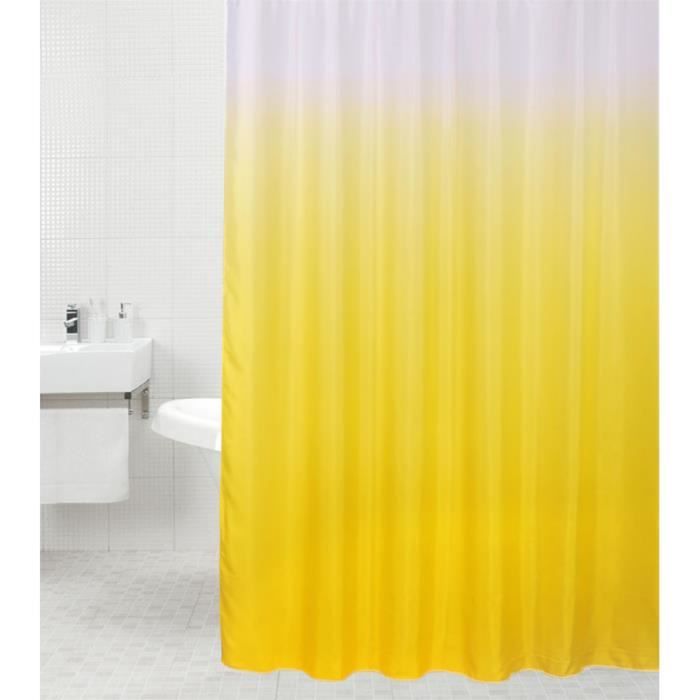 Rideau de douche Jaune 180 x 180 cm - de haute qualité - 12 anneaux inclus - imperméable - effet anti-moisissures