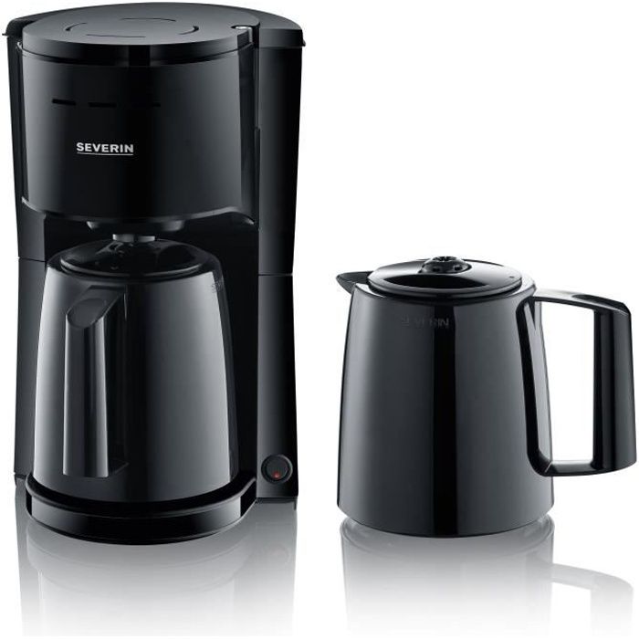 SEVERIN KA9252 Cafetière filtre isotherme avec 2 verseuses, 16 tasses soit 1 litre par verseuse, Puissance: 1 000 W, Inox / Noir