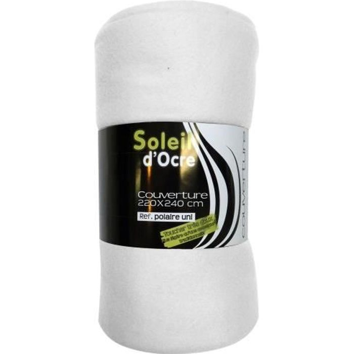 SOLEIL D'OCRE Couverture polaire unie 220x240 cm - Blanc