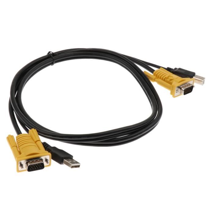 Pièce Câble Kvm (5ft) - Kvm Usb Vga Câble Cordon 2-en-1 Kit Pour Commutateur Kvm