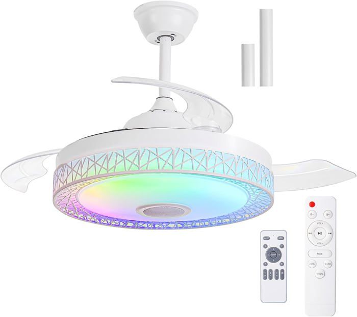 Ventilateur De Toit Avec LED Pour Camping-Car/Caravane - 10 Pales, 1000-1800 Tr/min, Bidirectionnel - 30W, Étanche