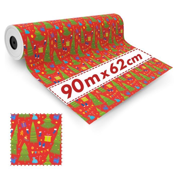 3 Rouleaux Papier Cadeau Rouge - 43 Cm X 3 M - Motifs étoiles/rayures - Pour Noël, Anniversaire